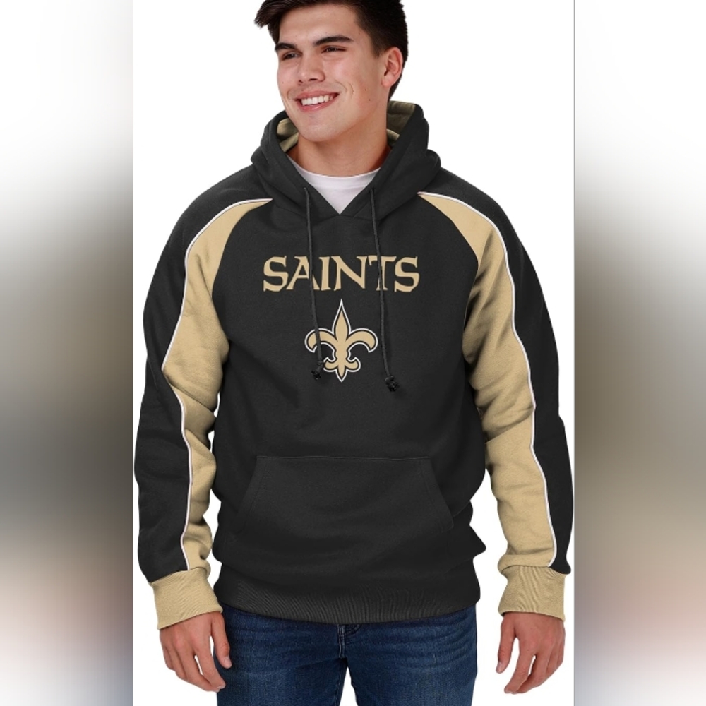 NFL Team Apparel Hoodie Youth L (14-16) Unisex – Saints Beige Black Sweatshirt